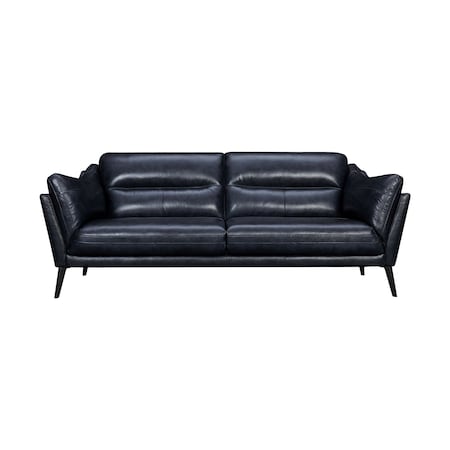 Armen Living Franz 87" Modern Blue Genuine Leather Sofa LCFR3MBLU